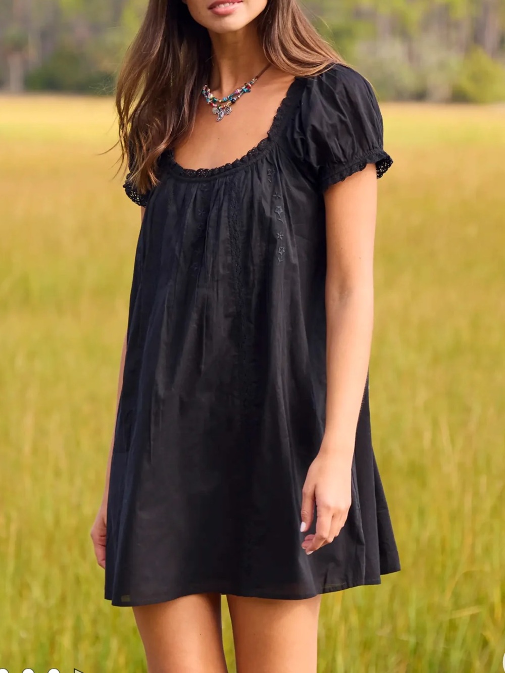 LIZ CLAIBORNE Black Cotton Shift Dress with Pockets